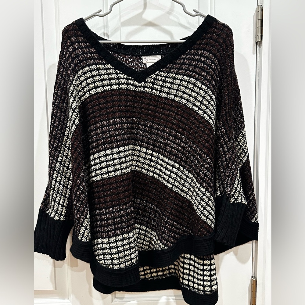 Striped slouchy knit sweater